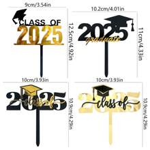 1pc/3pcs/5pcs Acrylic Class Of 2025 Graduation Cake Topper,For Graduation Party DIY Cake Dessert Decoration Supplies - Multicolor - View 11
