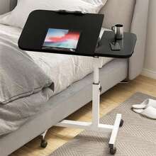 Mesa para Laptop con Ruedas Y Altura Ajustable, Soporte Para Computadora Altura Ajustable Con Ruedas, Mesa Móvil Regulable En Altura Con Ruedas, Escritorio De Estudio Mesas Laterales Mesa De Reunión Mesa Centro Mesa Para Laptopaltura Ajustable, Mesa para Sala y RecáMara, Mesa Plegable de Gran Superficie para Computadora, Tallas de L60xW45xH60~95(cm) - Negro - Ver 4
