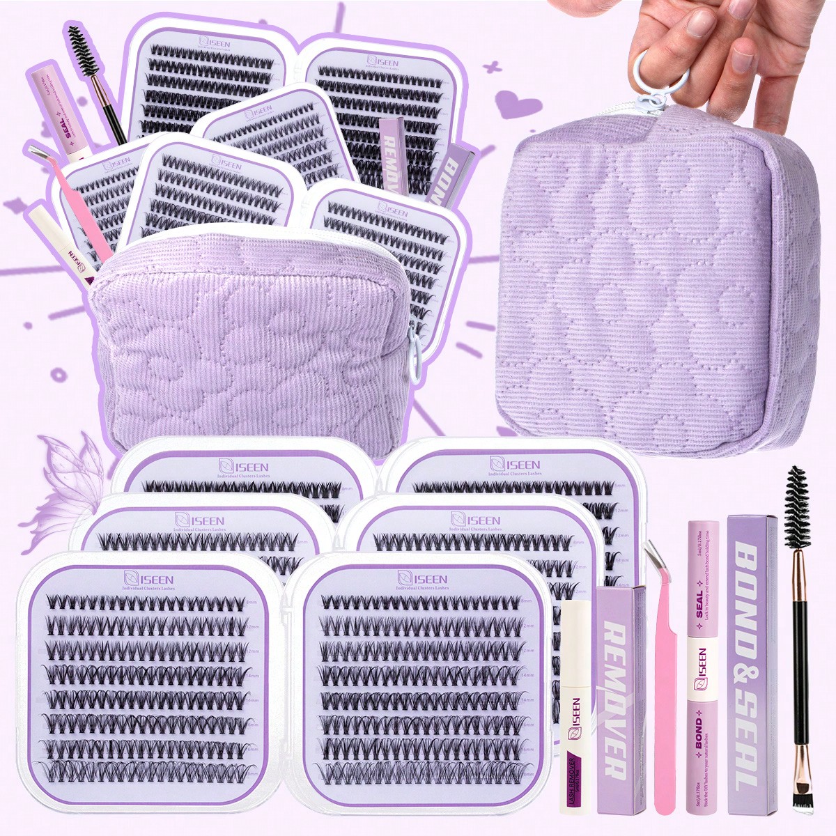 Piezas, kit de extensiones de pestañas D-Curl de 320 piezas, kit de extensión de pestañas DIY, pestañas individuales de 8-18 mm 30D 40D 60D, inclu
