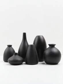 1PC Small Flower Vase Black Ceramic Vase Wedding Centerpiece Arrangement Plants Flower Pot Home Living Room Desktop Decoration Home Decor Back To School Room Decor School Supplies Glass Vase - Black - View 3