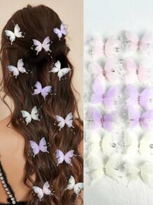 4pcs Women Elegant Butterfly Hair Clips, High-End Decorative Butterfly Hair Claw Clips, Princess Style Hair Accessories Hair Claws Hair Barrettes, School Stuff, Faux Pearl Hair Accessories, Stocking Fillers, Head Accessories - Multicolor - View 1