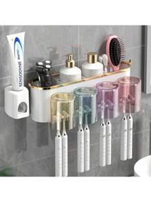 1 conjunto de porta-escovas de dentes e copo, organizador criativo para escovas de dentes e enxaguantes bucais, para pendurar na parede, para organização de banheiro, decoração para casa e banheiro, verão, volta às aulas