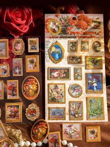 MOCARD 2 件/包复古欧洲绘画精装贴纸，适用于剪贴簿、DIY 装饰拼贴材料、礼品、个性化文具用品、学校用品、返校 - 棕色 - 查看 5