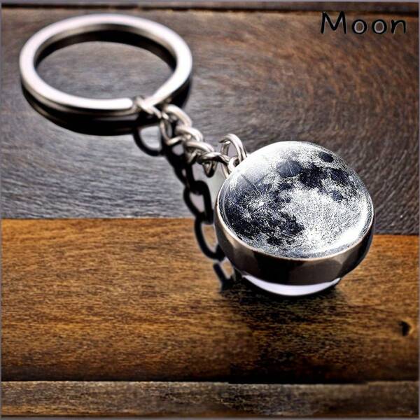 1 pieza/Set de 9 piezas Llavero de bola de vidrio de sistema solar de doble cara, regalos con tema de planeta (Tierra/Saturno/Marte/Mercurio/Júpiter), adecuado para festival, regalos pequeños creativos, accesorios de coche, encantos de bolso, mochila para la escuela