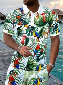 Spring And Summer Men's Short Sleeved Lapel Hawaiian Beach Style Polo Shirt Men's Casual Sports Elastic Comfortable Top