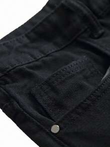 Toddler Boys' Solid Distressed Denim Jeans, Active & Breathable Comfortable Jeans, Suitable For Outdoor Activities