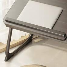 Mesa Plegable Soporte para Laptop con Portavasos, Escritorio Portátil con Ajustable de 5 Niveles Soporte Plegable para Comer Escribir Jugar Sofá de Trabajo - Negro - Ver 5
