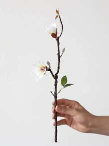 1 件人造木兰，简单塑料假花茎，适用于婚礼、派对、节日装饰、情人节、礼物