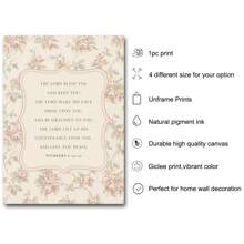 1 tấm vải canvas không khung Chúa ban phước cho bạn nghệ thuật treo tường in hình trích dẫn Kinh thánh tối giản hoa thẩm mỹ trang trí phòng trẻ em cổ điển cho ký túc xá, căn hộ, phòng ăn, trang trí nhà hiện đại - Nhiều màu - Xem 5