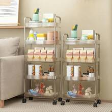 1pc 2/3/4 Tier Multifunctional Rolling Service Cart With Removable Hanging Baskets | Detachable Mobile Kitchen & Beauty Organizer For Home, Salon, Office | Heavy-Duty Storage Solution , Holiday /Back To School Gift