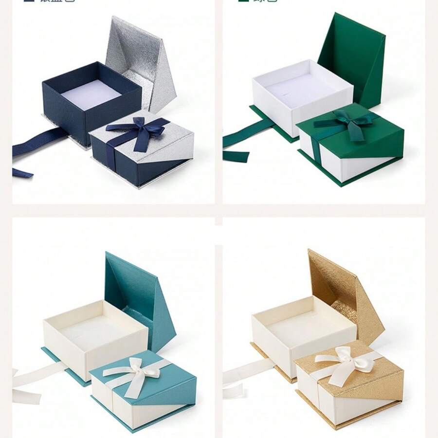 1pc Bowknot Jewelry Box With Magnetic Flip-Top Cover, Earrings Earrings Pendant Bead Storage Box - Magnetic Flip Cover Jewelry Box - View 1