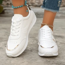 女士白色运动鞋2025春秋韩版帆布系带鞋圆头防滑学生休闲鞋