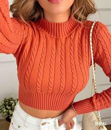 nadia modal feminina cropped lisa moda com tranca - Laranja - Visão 2