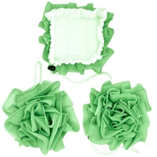 2-en-1 Pochette de savon de bain et boule de douche, Fleur de bain, Éponges de douche moelleuses multicolores, Maintient le savon de barre - Boule de douche exfoliante en maille pour le gel douche et une peau lisse. Décoration de salle de bain à la maison, décoration d'automne, retour à l'école