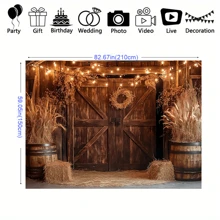 1pc Vintage Countryside Farmhouse Theme Backdrop Banner, Available In Multiple Sizes, Made Of Polyester, Suitable For Country Wedding, Birthday Party Decor, Any Holiday And Anniversary Decoration, Garden, Indoor And Outdoor - Multicolor - View 3