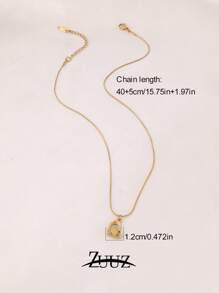 1pc Fashionable Cute Stainless Steel Heart Pendant Necklace, Women's Jewelry, Daily Accessory Gift - necklace - View 2