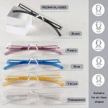 超轻一体式老花镜，透明镜片，防眼疲劳，男女通用设计 - 白色 - 查看 13