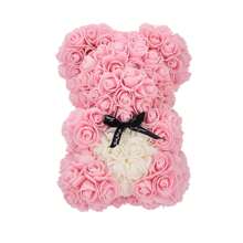 Rose Bear With Transparent Box Presents For Mom Hand Made Flower With Ribbon Boxes For Valentine's Day
