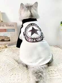 1pc Cat & Dog Fashion T-Shirt Warm Base Layer Pet Clothes