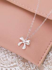 1st Elegante Dame Sieraden Strik Hanger Ketting, 925 Sterling Zilver, Veelzijdig, Sierlijk, Geschikt Voor Dagelijks Gebruik, Feesten En Verjaardagscadeaus