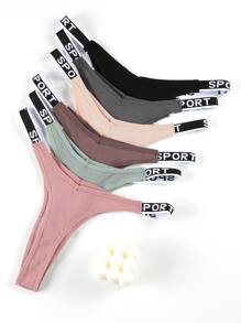 Women's Sexy Elastic Elegant Thongs Pack Of 6 Assorted Colors - 彩色 - 查看 6