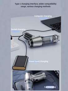 مكنسة كهربائية محمولة لاسلكية قابلة للشحن، عالية القوة بمحرك بلا فرش ومنفذ شحن USB-C، لتنظيف السيارة والمكتب والمنزل