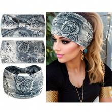 Women Fashion Cashew Flower Printed Hair Accessories Headband, Comfortable Anti-Slip Sports Hair Hoop Hair Wrap Elegant Hair Ornament - Multicolor - View 10