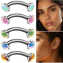 1pc Gradient Colorful Stainless Steel Tragus Earring, Suitable For Daily Wear