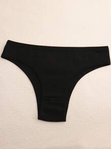 5 pezzi di biancheria intima a vita media nera per donna, di colore solido, traspirante, comoda e sexy, con design a T molto elastico