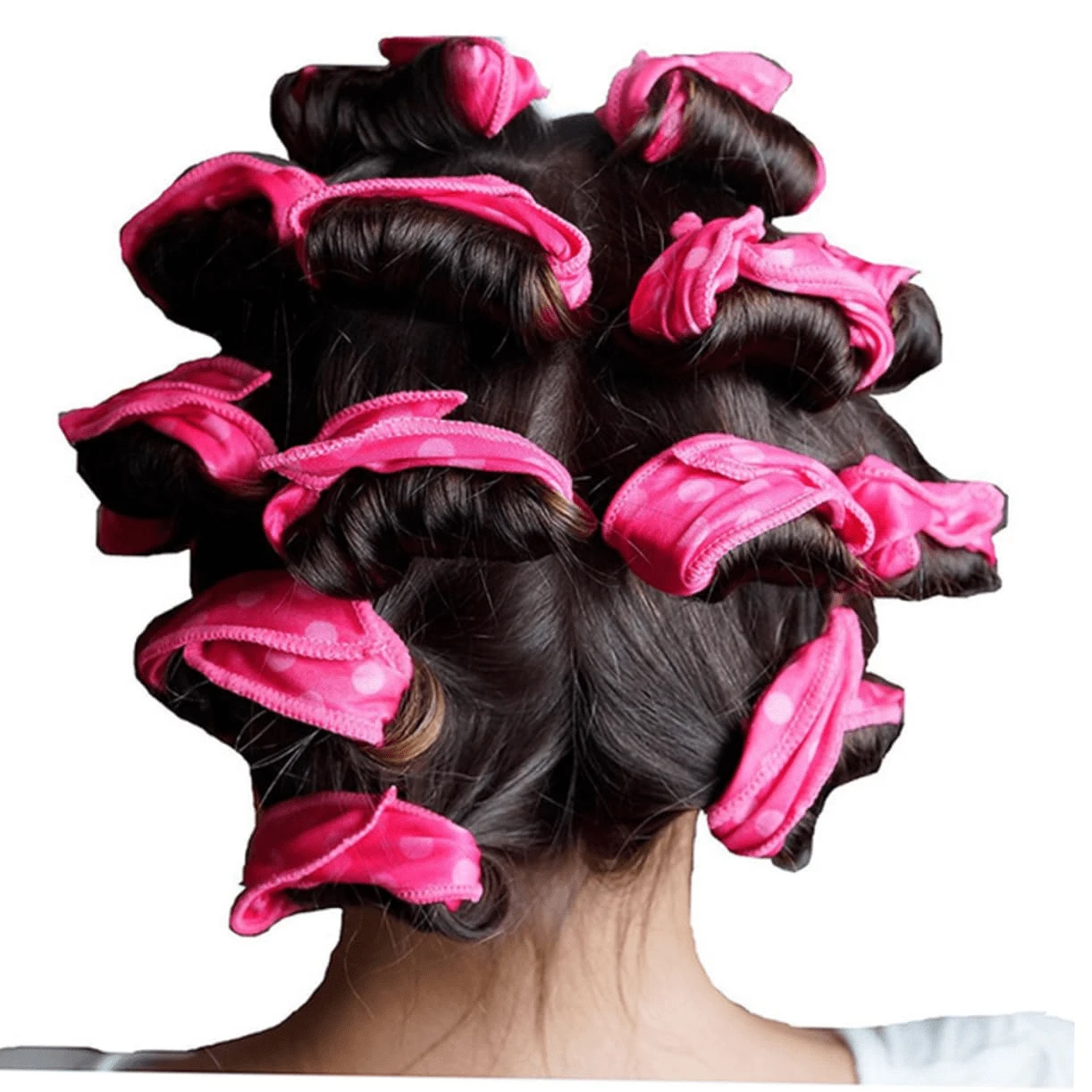 Sleep-In Hair Curlers Set With Soft Sponge - 30pcs Heatless Overnight Rollers, Portable Clip-Free Design For Natural Waves - Pink - View 1