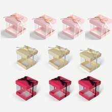 5/10Pcs Mini Clear Favor Boxes, With Ribbons, Clear Gift Boxes Macrame Boxes For Wedding Party Favor Boxes, Christmas,Birthday