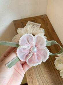 1 件优质时尚优雅高弹力仿珍珠花发带，百搭女士发饰大发圈发圈发圈 - 彩色 - 查看 11