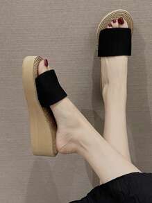 New Thick Sole Slide Sandals For Women, Suitable To Wear With Dress, Beach, Casual Outdoor, Home, 2025 Summer