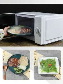 90-100 piezas/190-200 piezas Bolsas de plástico transparente de película plástica fina con tapa para cubrir recipientes y mantener frescos los alimentos sobrantes, artículos de cocina esenciales
