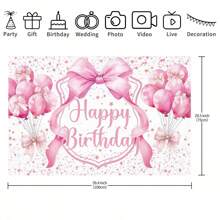 1 tấm banner nền nơ hồng mừng sinh nhật, thích hợp để trang trí tiệc sinh nhật, trang trí tiệc độc thân - Nhiều màu - Xem 9