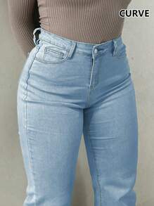 TOP Hot Selling American Personalized Tight Y2K Pocket Bow Embroidery Plus Size Women's Jeans Flare Pants - Medium Wash - View 4