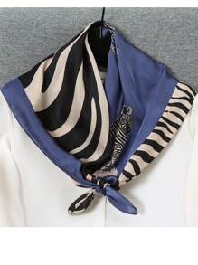 1 Stück modischer vielseitiger schwarz-weißer Tierprint 70cm kleiner quadratischer Schal/Schal, elegantes Damen Haaraccessoire, dekorativer Stirnband Turban Stirnband Schweißband