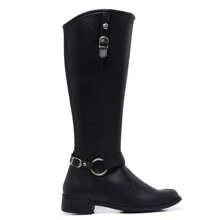 Women's Mid-Calf Riding Boots With Side Zipper High-Cut Boots - màu đen - Xem 4