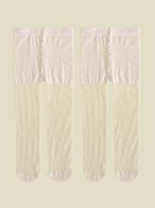 2 件装女童星星印花紧身裤，弹力纯色紧身裤，适合日常穿着，春夏季