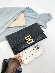 简约休闲网格图案 2025 新款时尚韩版女士信封长款手拿包 - 彩色 - 查看 5