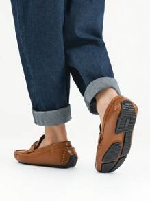 Boys Leather Slip-On Loafers Dress Shoes For Kids, Lightweight Breathable School Shoes For Back To School, Comfort Fit Casual & Formal - Brown - View 12