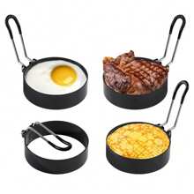 2 peças/4 peças/6 peças Formas para Ovos, Formas para Fritar Ovos, Forma Redonda para Cozinhar Ovos, Formas para Ovos com Alça de Silicone, Formas para Ovos em Chapa para Café da Manhã, Formas Antiaderentes para Ovos Fritos