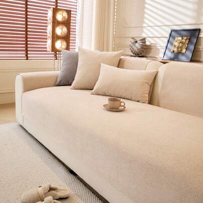 1 件现代简约纯色雪尼尔沙发套 - 防泼溅、经典风格、宠物友好、防滑、防污、可机洗涤纶，适用于扶手椅、单人、双人、三人沙发和组合沙发，非常适合家庭和办公室装饰。
