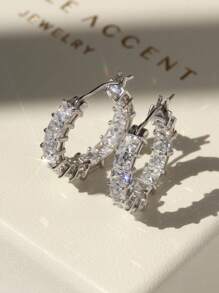 1 Pair Of Exquisite 925 Sterling Silver Sparkling Rhinestone Earring For Women Fine Jewellery Gift