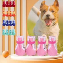 Set de 4 zapatos para perros con suela suave antideslizante y malla, zapatos para mascotas de razas pequeñas con suela blanda y transpirable, para usar en todas las estaciones