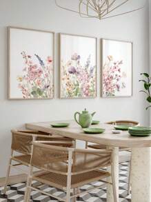 3 幅花卉画海报花卉海报植物墙艺术精美装饰画墙面印刷美学墙面艺术品厨房墙画客厅墙面装饰无框