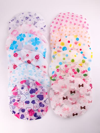 10/5/4/1 套装女士浴帽，化妆帽，防水泳帽，水疗沙龙专用，防水印花浴帽，弹性蕾丝边浴帽，适用于多种场景：厨房、卧室、浴室、SPA、旅行必备、美发、理发、头发护理、旅行、美发产品、美发工具、美发用品、理发师、理发配件、理发店、美发设备