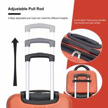 4-Piece ABS Lightweight Suitcase, 14 Inch Makeup Box, Aircraft Wheels (14/20/24/28) DARK ORANGE
