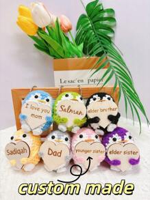 1pc Laser Engraved Personalized Creative Crochet Figurine, Penguin Shaped Wood Plaque With Custom Text, Unique Gift For Christmas, Valentine's Day - Multicolor - View 10