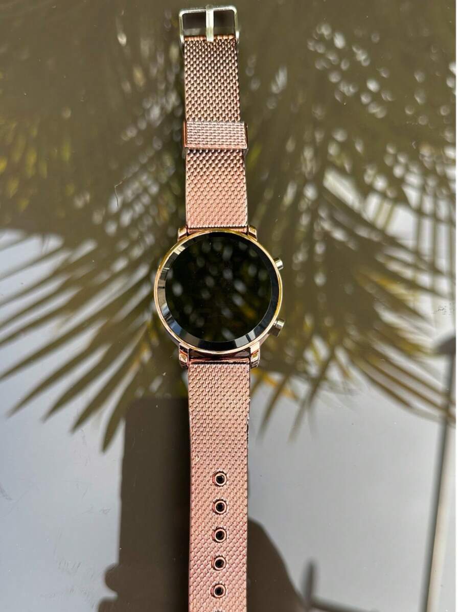 Women's Round LED Digital Watch, Black Silver Gold Rose - Vintage Rose - View 1